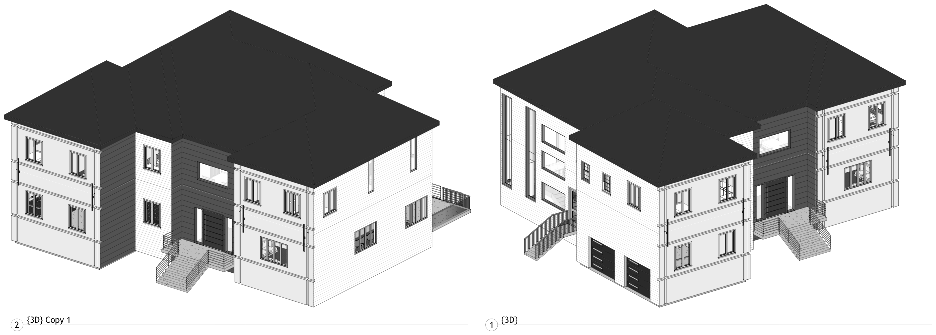 Exterior Perspective Views — Deer Interiors scaled space planning drawing with dimensions and furniture layout