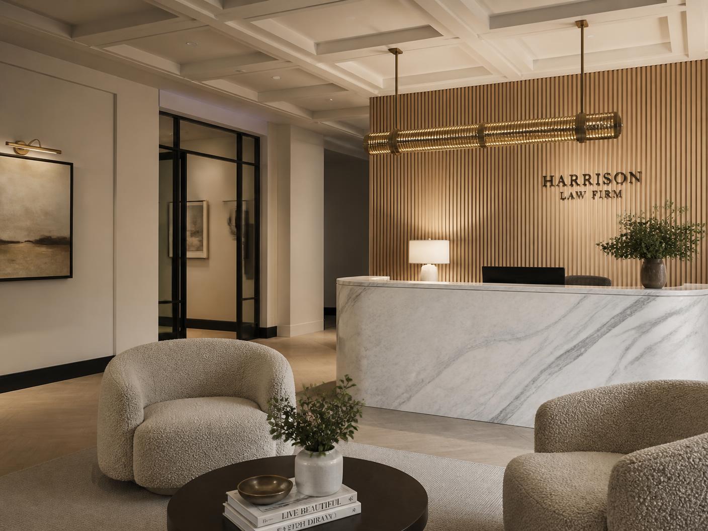 Harrison Law Reception — commercial interior in Downtown Brooklyn, New York